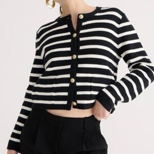J. Crew Black Striped Emilie Sweater Size Small